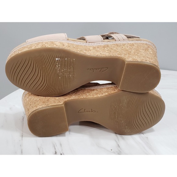 NEW NO BOX Clarks Womens Giselle Loop Wedge Sandals Taupe size 7 nude beige - Picture 2 of 6